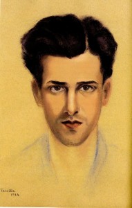 Retrato de Luís Martins, 1934, por Tarsila do Amaral. Pastel s/ papel, 45 x 26 cm. Coleção particular da família Luís Martins.