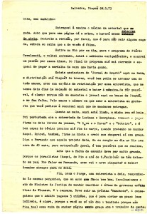 Carta de Vinicius de Moraes a Otto Lara Resende, 24 de janeiro de 1973. Arquivo Otto Lara Resende / Acervo IMS