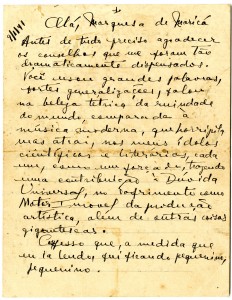 Carta de Maury a Clarice. Arquivo Clarice Lispector/IMS