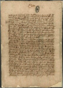 Manuscrito da carta de Pero Vaz de Caminha, 1500. Arquivo Nacional da Torre do Tombo