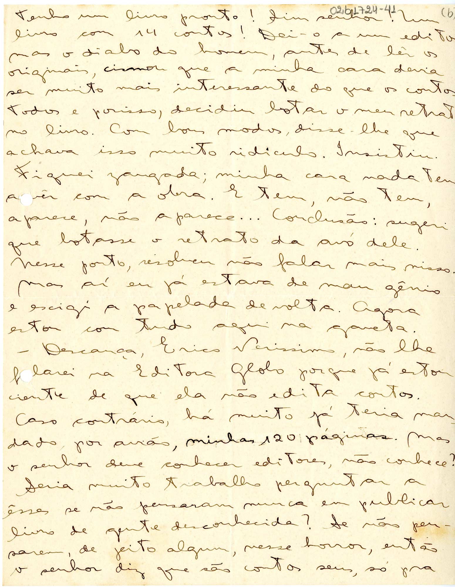 Carta de Lygia Fagundes Telles a Erico Verissimo (página 2)
