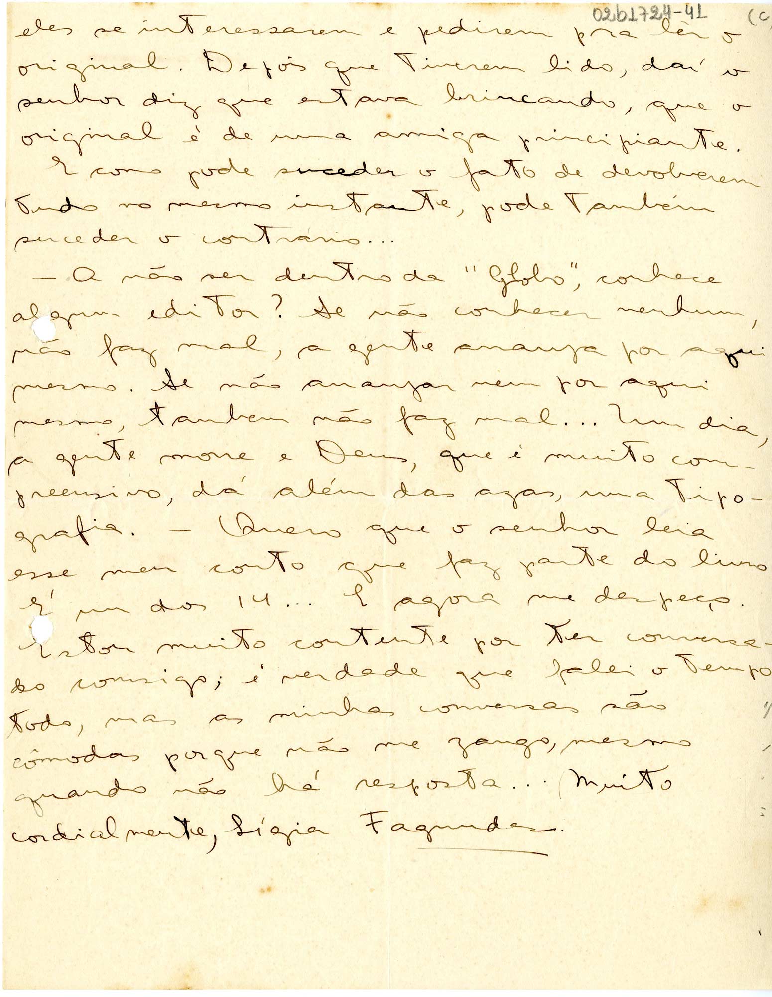 Carta de Lygia Fagundes Telles a Erico Verissimo (página 3)