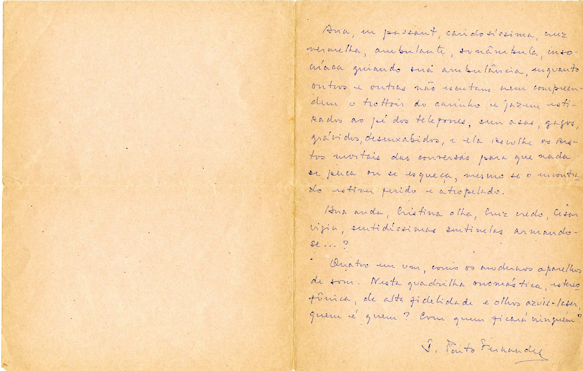 Carta de Armando Freitas Filho a Ana Cristina, 4 de janeiro de 1982. Arquivo de Ana Cristina Cesar / Acervo IMS