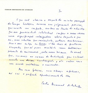 Carta de Carlos Drummond de Andrade a Francisco Iglésias, 4 de dezembro de 1972. Arquivo Francisco Iglésias / Acervo IMS