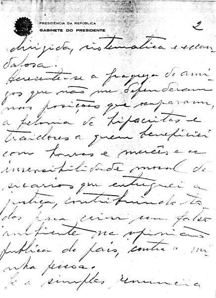 Carta testamento de Getúlio Vargas duas versões Correio IMS