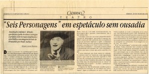 Crítica de Maria Lúcia Pereira publicada n’O Estado de S. Paulo, São Paulo, 20/07/1991. Arquivo Paulo Autran/ Acervo IMS