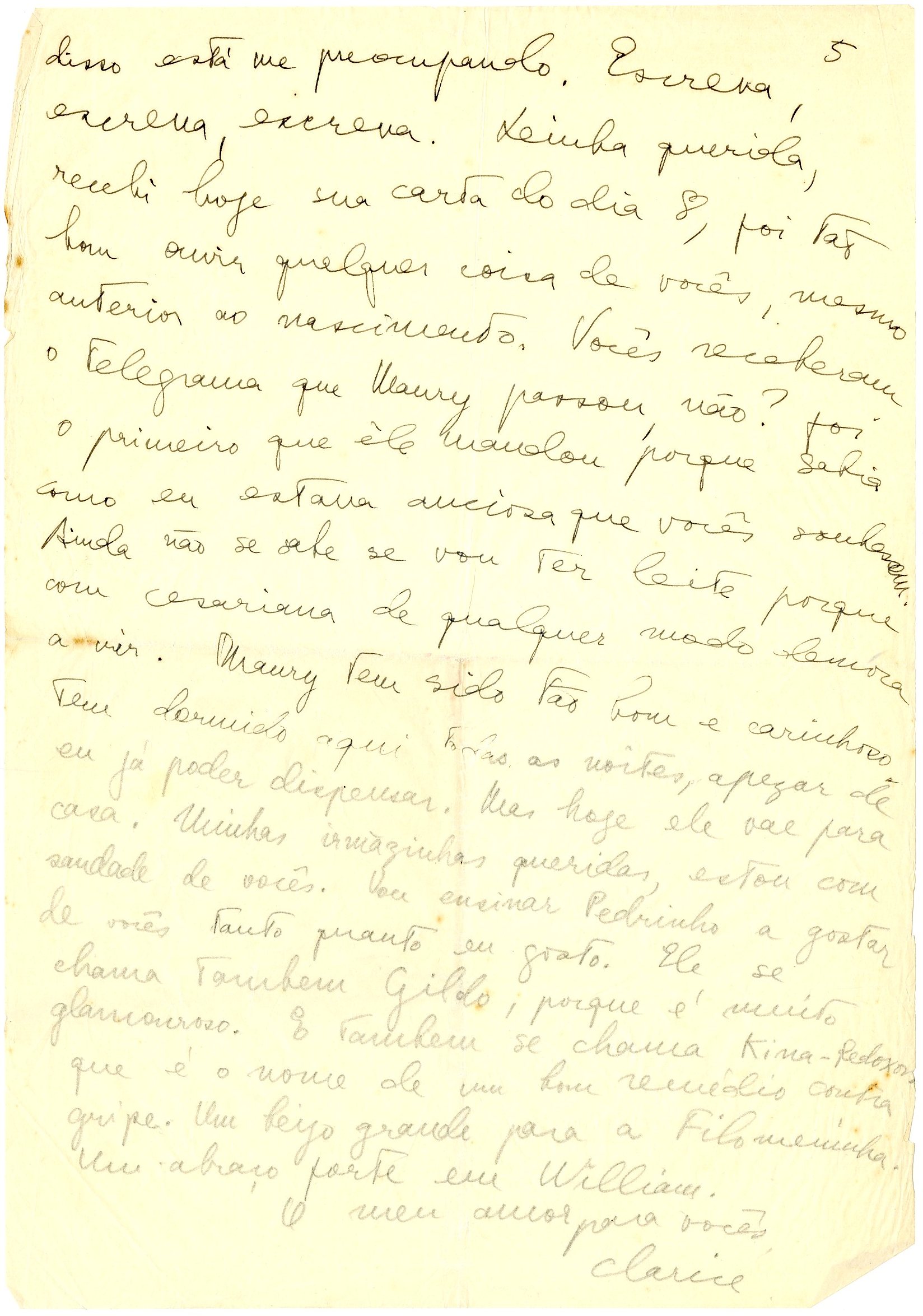 Carta de Clarice Lispector, 11 de setembro de 1948. Arquivo Clarice Lispector/ Acervo IMS.