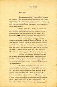 Carta de Murilo Rubião, 30 de março de 1950. Acervo Otto Lara Resende/ IMS
