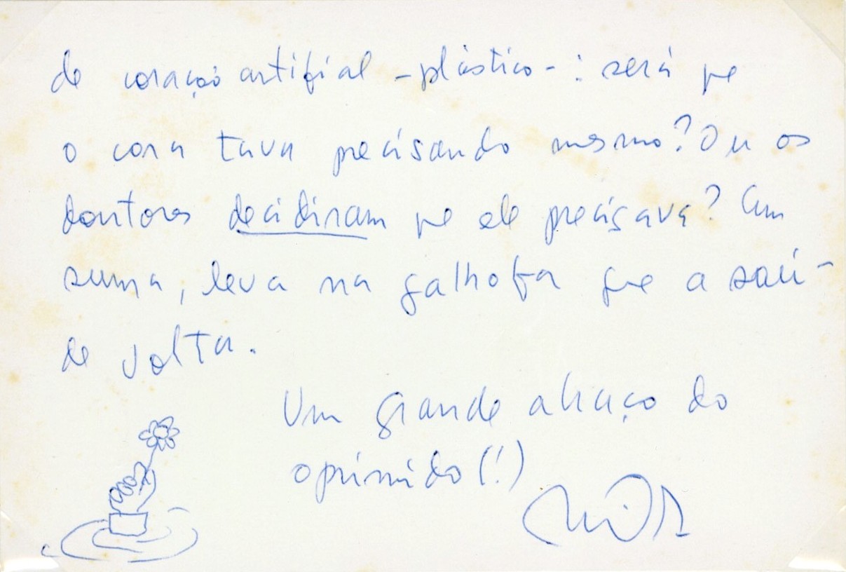 Cartão-postal de Millôr Fernandes, 9 de dezembro de 1982. Instituto Augusto Boal