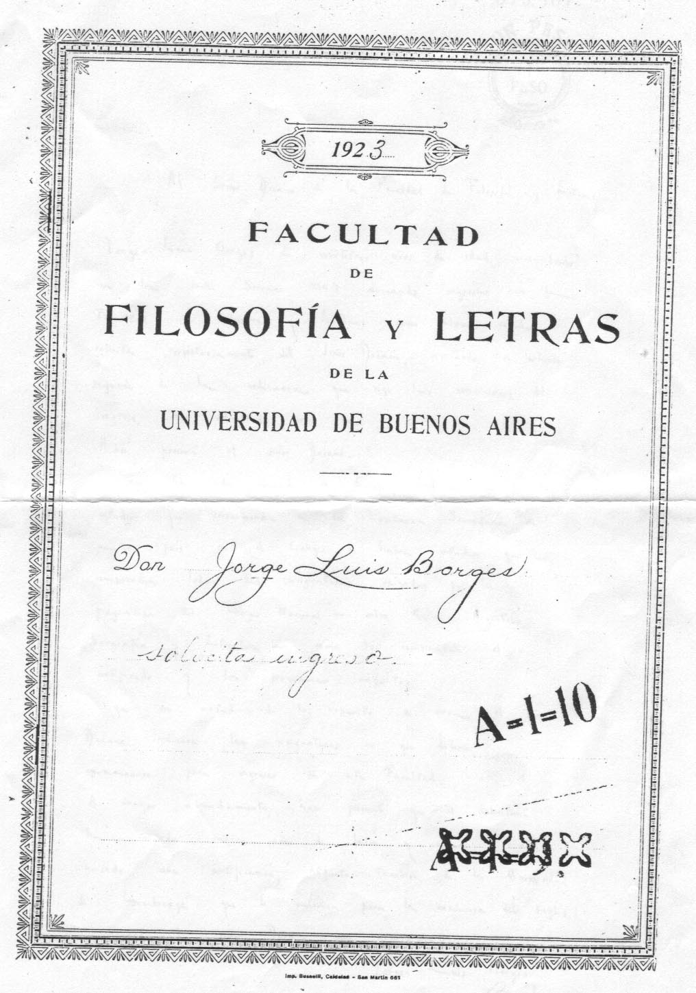 Jorge Luis Borges, aspirante a estudante de literatura